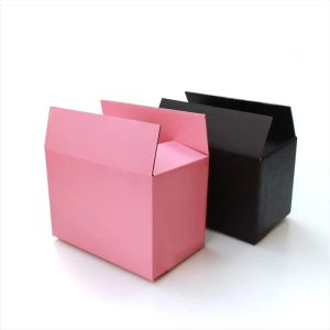 10Pcs/lot Pink Cardboard Packaging Box 3-layer Corrugated Paper Box Candy Box Wedding Party Favor Gift Box Black Carton