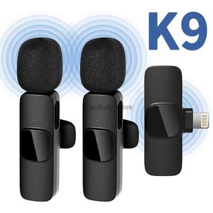 Microphones K9 wireless Lavalier portable audio and video recording mini microphone for iPhone/Type-C Live Broadcast Gaming Phone MicQ