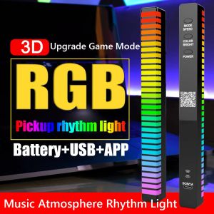 Gadgets D10 3D RGB Music Ambient Lamp Bar 32 LED Sound Control Pickup Light mit Stripod Voice Activated Music Rhythmus Ambient Light App