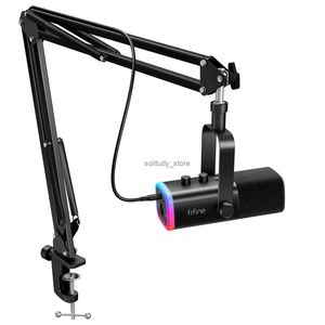 Microphones FIFINE XLR/USB gaming microphone kit with headphone jack/mute/RGB/arm stand dynamic for PC PS5/4 mixer AmpliGame AM8TQ