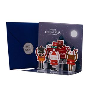 2024 New Set of 6 Merry Christmas Greeting Card 3D Pop-Up Card with Envelopes Stickers Xmas Tree Snowman Santa Postcard