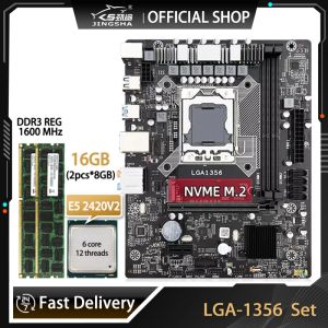 Placas -mãe LGA1356 Motherboard Set com E5 2420v2 CPU e DDR3 2x8GB = 16 GB ECC RAM RAM 1600MHz PCIE X16 M.2 Gigabit PC Ministério LGA1356 Kit