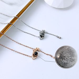 Devil's Eye Full Star Necklace Fashion pendant Titanium steel collarbone chain personality for both men and women 100 languages projection necklace