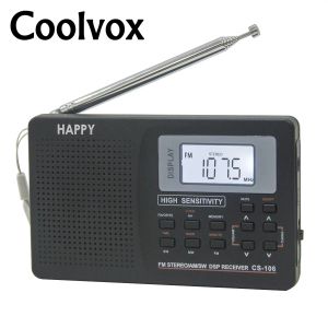 Radio CoolVox CS106 Fullband Multiband Digital Digital Digital Tuner FM/AM/SW/LW/TV Suono FullWave Band Ricevitore Antenna radio con auricolare