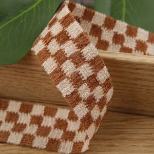 5yards Plush Checkerboard Grid Ribbons for DIY Craft Headwear Gift Package Accessories Clothing Hat Sewing Trims Materials