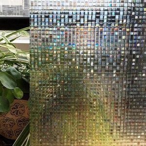 Window Stickers Privacy Mirror Film Foil Stained Glass Sticker 3D Mosaic PVC Static Cling Heat Transfer Self Lime 60x200cm