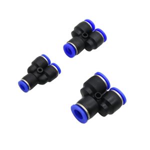 Y-Shape connector Pneumatic 3-Way Fittings 6mm 8mm 10mm OD Hose Tube Push in Gas Pipe Fitting 3-Port Air Splitter 2 Pcs