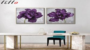 Gemälde moderne Wandkunst Rahmen abstraktes Dekor große lila Blumen Leinwand Malerei für Wohnzimmer Schlafzimmer dekorative elegante Prin4473387