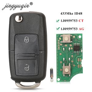 Jingyuqin 2BTN Flip zdalny samochód FOB dla VW Bora Golf Polo Passat Touran Seat Skoda 434MHz ID48 Chip 1J0959753AG/ 1J0959753CT