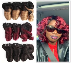 Kiss Hair Romance Curl Ombre Honey Blonde Burgundy Brown Auburn Short Bob Style 3Pcs 155G Brazilian Body Wave Ombre Hair2937838