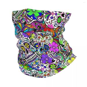 Lenços de açúcar crânio bandana peças peças impressas artes balaclavas lenço mágico lenço de cabeça multifuncional que vai para homens mulheres à prova de vento