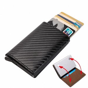 carb Fiber Card Holder Wallet Men Rfid Mey Purse Card Holder Wallet Slim Mini Magnet Leather Wallet with Note Compartment o0vy#