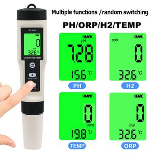 4 In1 H2/pH/ORP/TEMP METER Vattenkvalitet Monitor Tester för pooler Dricksvattenakvarium Vätrika vattenmätningspenna