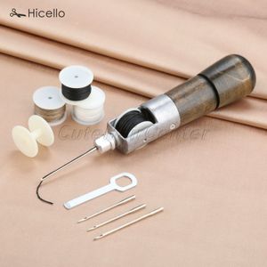 Leder Nähwerkzeuge basteln Awl Wachslinie Stitching Machine Nadeln Wachende Gewinde Welle Hand DIY SEW SET HICELLO