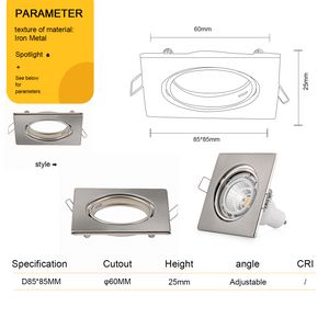 Square LED sufitowa rama światła GU10 MR16 GU5.3 E27 Złączenie światła Light Ramka Oprawy żarówki Załóżka do złączki do pomocy wewnętrznej