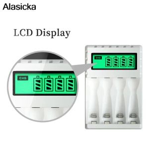 Per le batterie ricaricabili AA/AAA NICD NIMH AA AAA Charger LCD display Caricatore a batteria intelligente Smart con 4 slot