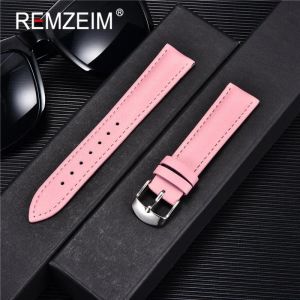 Donne morbide di alta qualità cinghia da orologio 14mm 16mm 18mm 20mm 22 mm genuino in pelle rosa marrone rosa nero di orologio viola + strumento