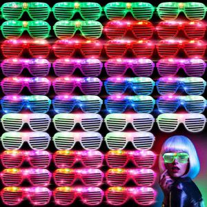 LED rave brinquedo 25/12/72 PC de óculos de LED 6 cores Light Up Glasses Shutter Shutter Glow in the Dark Glasses Neon Rave Plashing Sunglasses 240410