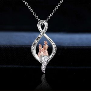 Mother Daughter Love Pendant Necklace Chinese Style Career Jewelry