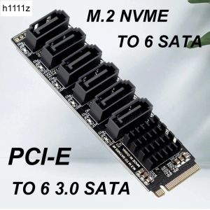 Karten NVMe zu SATA -Erweiterungskarte M.2 an SATA -Adapter M2 Stecker Interner SSD SATA 3 Port Multiplikator NGFF M Key zu SATA3 Controller