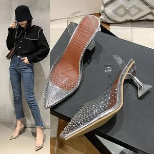 Sandallar Kristal Şeffaf Kadınlar Rahat Bayanlar Peep Toe Party High Topuk Ayakkabı Düşme Koruması Slip Dışı Ayakkabı