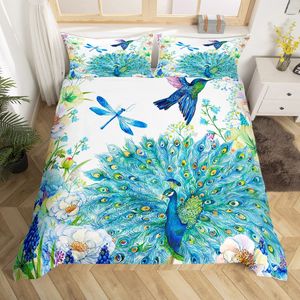 Peacock Feder Muster Print Bettdecke Beauty Tier Kingsize -Quilt -Deckung mit Kissenbezug Bett Sets für Mädchen Frauen Kinder Geschenk