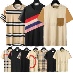 marca de grife mass camisetas clássicas camisetas de verão Londres Inglaterra Grade xadrez listrada Grade simples Redonda de retalhos de retalhos sólidos cor branca preta Tops Mix Style 3xl