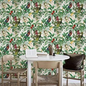 Wallpapers Vintage Parrot Floral Wallpaper Peel And Stick Birds Contact Paper Removable Self Adhesive Film For Bathroom Wall Mural