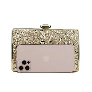 Neuankömmlinge Hohlauslöser Abendbeutel Diamonds Metall Golden Luxus Day Clutch mit Ketten Schulter -Strasssteine Geldbörse