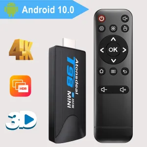 Box Atonsdeal Mini TV Stick Android 10.0 Quadcore Support 4K HDR10+ H.265メディアプレーヤーWIFI 3Dスマートテレビボックスアンドロイドテレビレシーバー