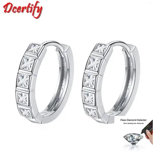 Hoop Earrings Cut White Gold 10K Square Moissanite Women Perfect Birthday Jewelry Pass Diamond Test Beautiful Box