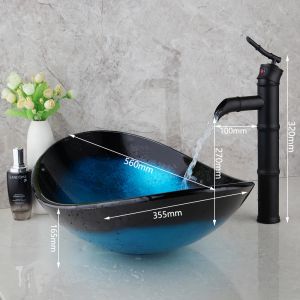 Monite Blue Bathroom Unit Cloakroom Wash Basin Sink Bowl Orb Mixer Faucet Tap Parged Glass Basin Sink Faucet Tap