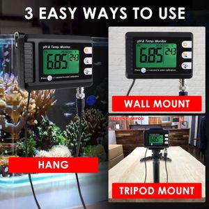 2-in-1 Combo pH & Temperature Meter Monitor Thermometer for Aquariums Hydroponics Aquaculture Replaceable BNC Electrode