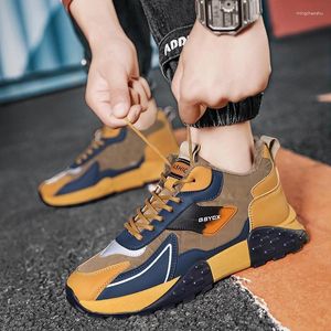 Casual Shoes Men's 2024 Cross-tied Vulcanize Color Matching Round Head Keep Warm Breathable Sneakers