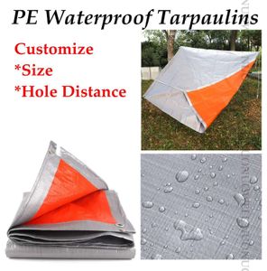 Anpassa storlek 0.32mm PE Rainprocess Parpaulin Sunshade tarp Vattentät lastbil Bilskydd Double Side Sliver Lightweight Tarp