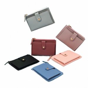 cute Fi PU Leather Mini Coin Purse Women Solid Color Credit Card Holder Bags Small Wallet Mey Bag Purse Card Holder U6Qd#