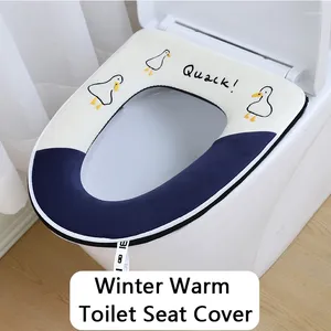 Toilet Seat Covers Winter Universal Cover Mat Zipper O-Type Thicken Warm Closestool Cushion Soft Lid Pad Bathroom Accessories
