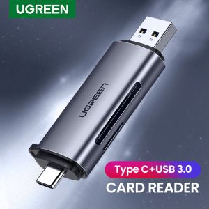 Leitores Ugreen Card Reader USB 3.0 Tipo C para SD Micro SD TF Adaptador para Acessórios para Laptop PC OTG CardReader Smart Memory SD Card Reader