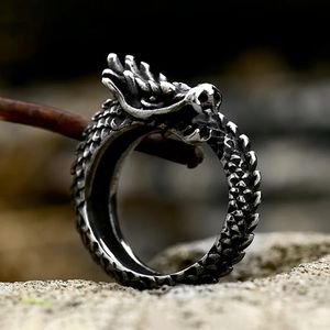 Vintage 14K Gold Dragon Ring For Men Punk Biker Domineering Animal Rings Fashion Amulet Jewelry Gifts