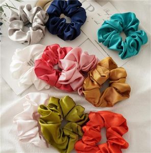 Pure Silk Elastic Scrunchie for Girls Candy Color Princess Hairbands Children Elastic Ponytail Holder Designer Women Pannband 3197258132