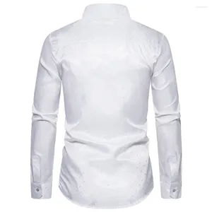 Camisa de vestido masculino blusa de camisa de colarinho de colarinho de coloração longa de coloração sólia