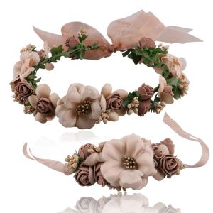 Garlands hårband Blomma krans för kvinnor Fairy Girls Summer Party Headbadns Tiaras Wedding Hair Accessoreis Bridal smycken