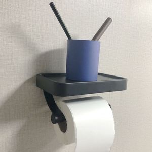 Black Toilet Roll Holder Wall Mounted Nail Free Toilet Paper Holder for Bathroom Toilet Accessories Bathroom Paper Towel Holder