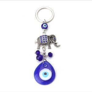 Lucky elephant teardrop-shaped Turkish evil eye pendant evil blue eye key chain2238