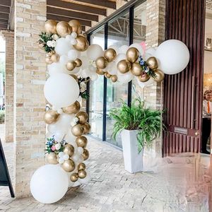 5/10/18inch hochwertiger matt weißer Latexballons Mix Metallic Gold Air Helium Ball Geburtstagsfeier Dekor Neujahr Hochzeit Globos