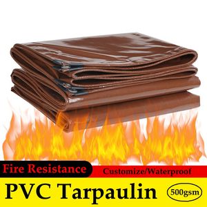 0,4 mm Mocha PVC Waterproof Tarpaulin Flame Flame Retardant Rain Aound Tarp Yard Anti-Flaming Clow Forest Afire Trucks Cover