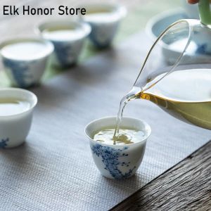 2pc/sert 40ml el boyaması gevşek kafiye seramik çay bardağı beyaz porselen çay üreticisi tek fincan hanehalkı kungfu çay aksesuarları