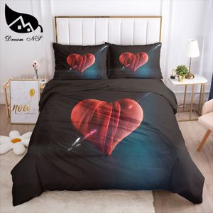 Dream NS 3D Red Love Bedding Setロマンチックな結婚式のバレンタインギフト彼女への羽毛布団カバーベッドシート枕カバー送料無料