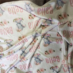 Namn Personaliserad baby filt Swaddling baby sängkläder spjälsäng swaddle fern blad anpassad nyfödd gåva baby filt födelsedag present