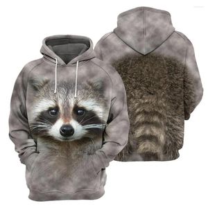 Erkek Hoodies Hayvan Koleksiyonu 3D Raccoon Baskı Üstleri Kadın Kazak Moda Sokak Giyim Çift Kapşonlu Giyim Takip Tees